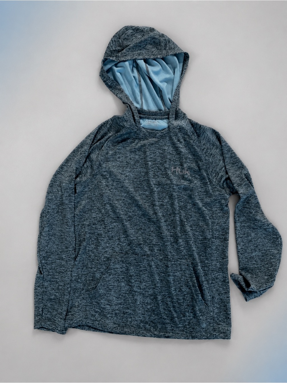 HUK Performance Fishing Hoodie Blue Gray Size Small